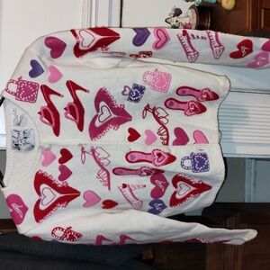 Michael Simon Knit Button Up Sweater Valentines Theme